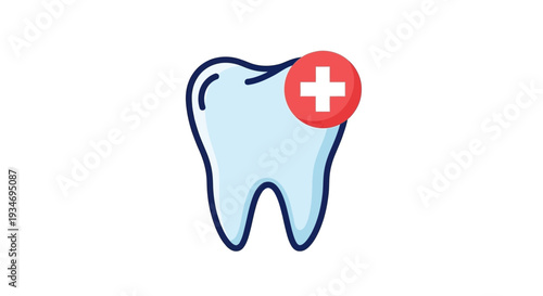 Dental Healthcare Illustration Of A Tooth With Plus Sign And Dental Assistance Concept