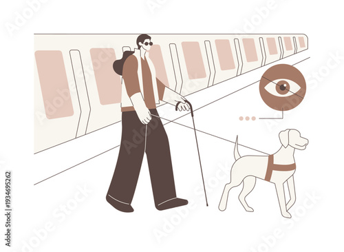 Assistance dog isolated cartoon vector illustrations.