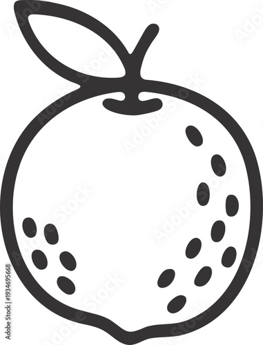 Minimalist Black and White Outline of an Apple