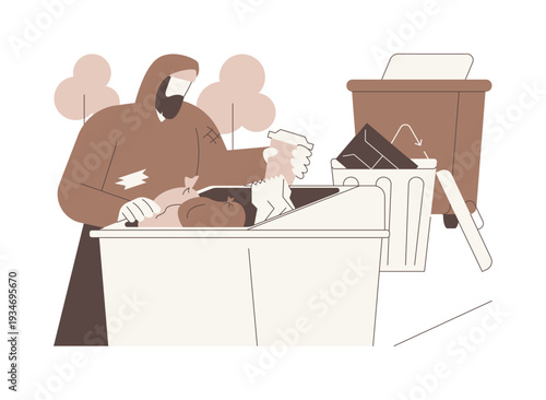 Homeless people isolated cartoon vector illustrations.