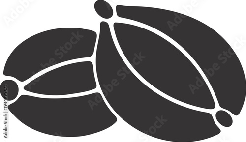 Two Black Icons Representing Seeds or Beans