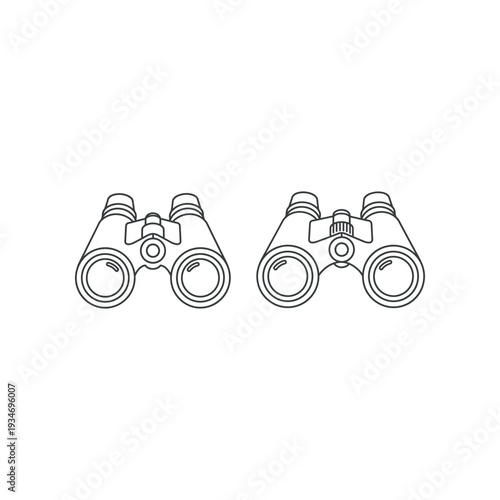 Pair of Binoculars Illustration on White.