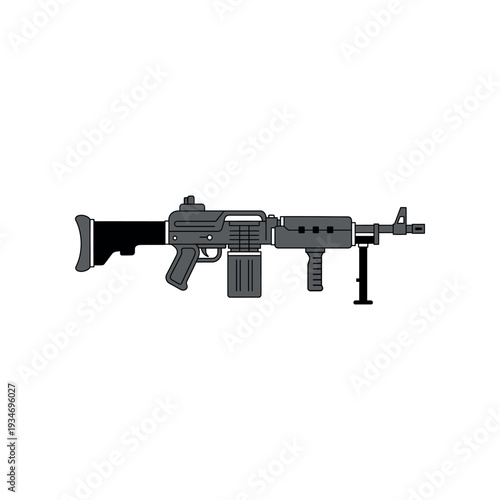 Modern Assault Rifle with Magazine and Bipod.