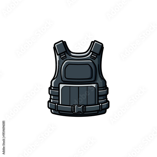 Black Tactical Bulletproof Vest Illustration.
