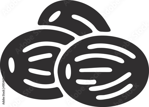 Black silhouette icon of three dates, isolated on white background