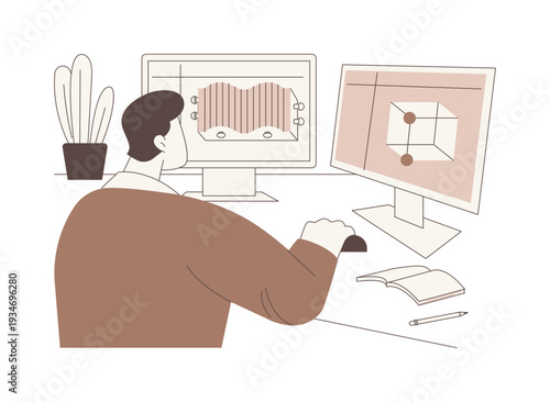 3D modeling software isolated cartoon vector illustrations.