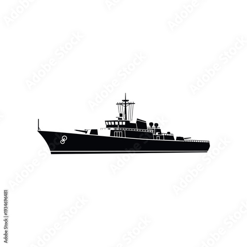 Navy Ship Silhouette Illustration.