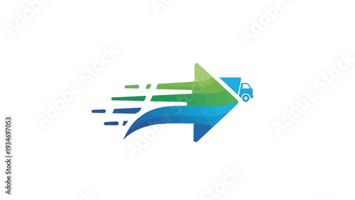 Fast delivery service logo with speed lines and a truck icon.