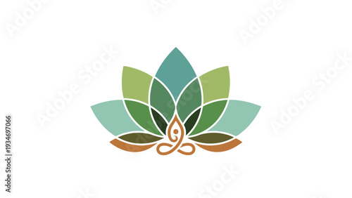 Abstract lotus flower with meditating figure symbol for yoga and wellness.