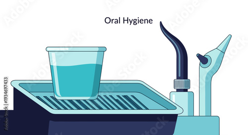 Dental Hygiene Illustration Showcasing Tools and Solutions for Oral Health and Cleanliness