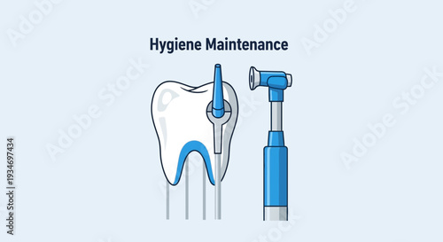 Dental Hygiene Illustration Showcasing Tools and Techniques for Proper Tooth Care Procedures