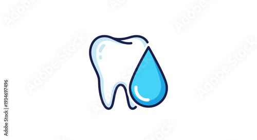 Dental Hygiene Visualization of Tooth and Droplet Symbolizing Oral Health and Cleanliness