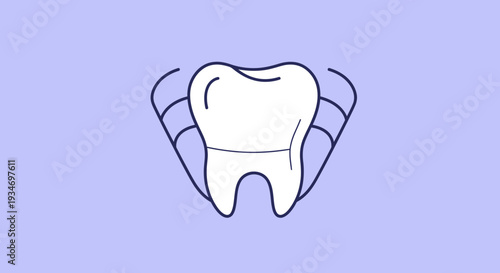 Dental Icon With Protective Abstract Elements For Health And Well Being Illustration
