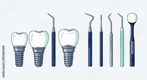 Dental Implants And Various Instruments For Oral Healthcare And Teeth Treatment