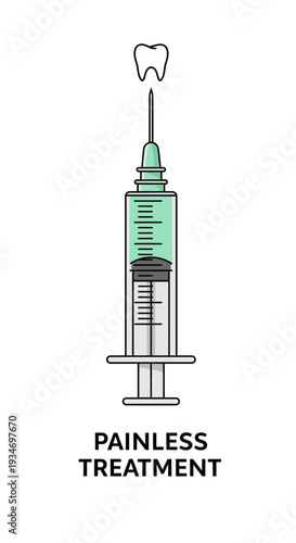 Dental Injection Depicting Painless Treatment And Tooth Symbolizing Oral Healthcare Concepts