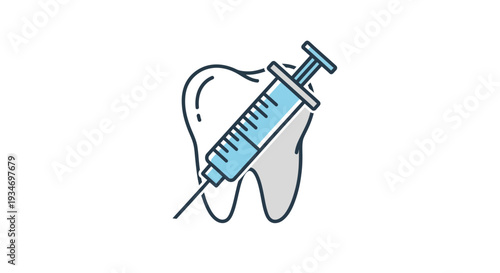 Dental Injection Icon Depicting a Tooth Undergoing Medical Treatment for Pain Relief