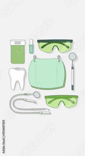 Dental Instrument Array: A Modern and Minimalist Representation of Oral Healthcare Elements