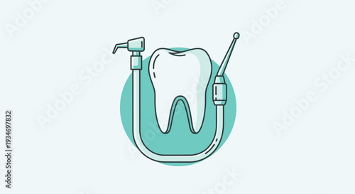 Dental Illustration Showing Tooth And Tools Representing Oral Health And Dentistry Care