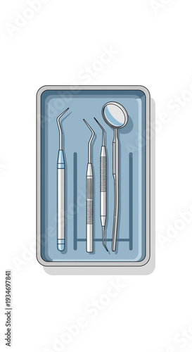 Dental Instrument Array: Clinical Tools for Oral Hygiene and Patient Examination Procedures