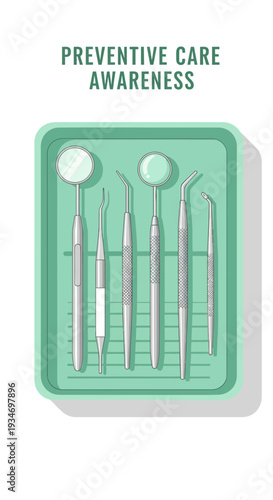 Dental Instrument Array Illustrating Preventive Oral Health And Patient Awareness