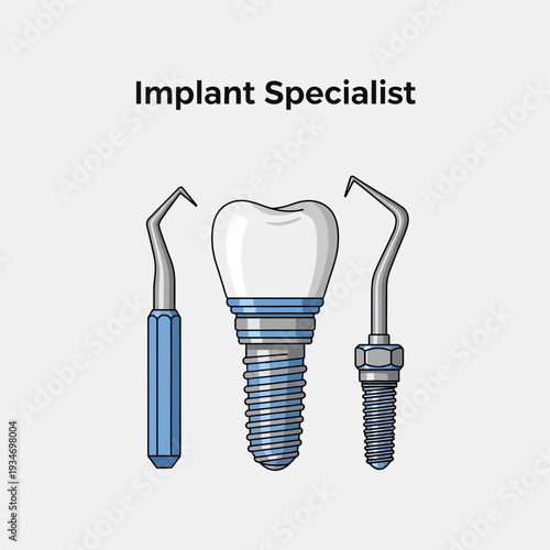 Dental Implant Illustration Demonstrating Modern Dentistry Tools and Procedures for Tooth