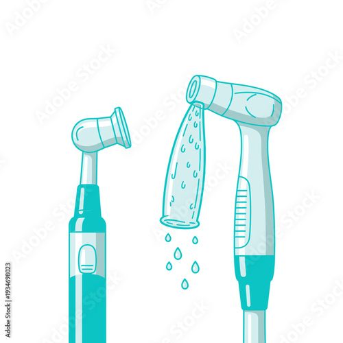 Dental Instrument Illustration Depicting Cleaning Tools for Oral Hygiene and Professional Healthcare