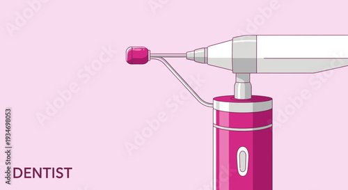 Dental Instrument Illustration Depicting Modern Teeth Cleaning And Treatment Procedure