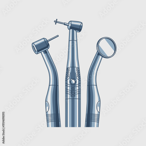 Dental Instrument Illustration: Detailed Graphic Representation Of Dentistry Tools For Medical Usage