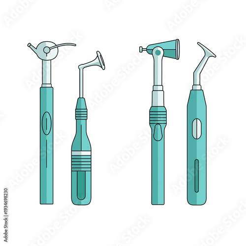 Dental Instrument Set: Vector Illustration of Medical Tools for Oral Healthcare and Dentistry