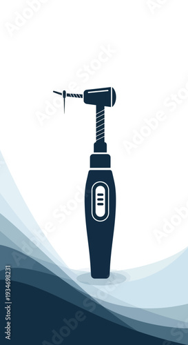 Dental Instrument Silhouette Against Blue Wave Design for Modern Healthcare Graphics and