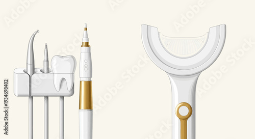 Dental Instruments And Oral Hygiene Tools Depicting Modern Cosmetic Dentistry