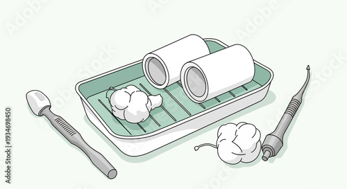 Dental Instruments And Supplies Illustration Depicting Clinical Tools For Health Care