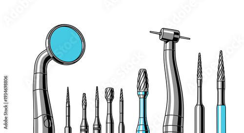 Dental Instruments Depicted in Detailed Illustration for Oral Health Professionals