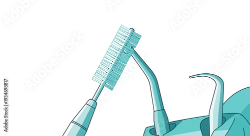Dental Instruments In Cyan Tones Isolated Against A White Backdrop For Design Usage