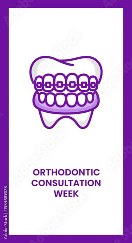 Dental Orthodontic Awareness Illustration Featuring Teeth with Braces For Consultation Events