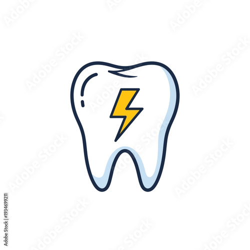 Dental Pain Icon Depicting Toothache With a Bolt of Energy, Healthcare Imagery for Dentists