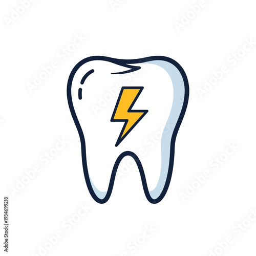 Dental Pain Icon: Illustrative Depiction of Toothache Featuring Lightning Bolt Symbol
