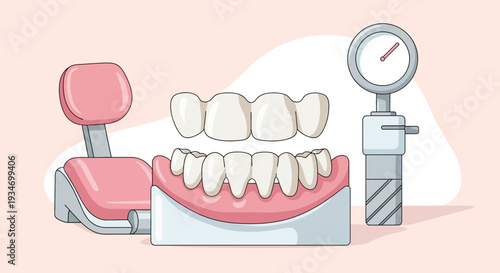 Dental Prosthetics And Equipment In An Artistic And Illustrative Presentation