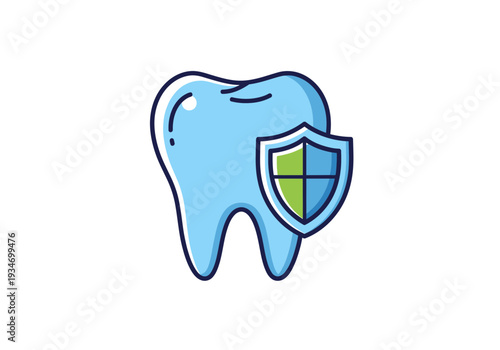 Dental Protection Concept Depicted: Tooth Protected by a Shield Symbol for Healthy Smiles