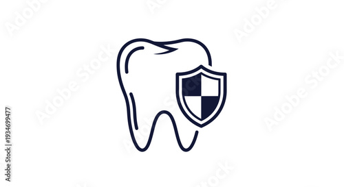 Dental Protection Concept Depicted by Tooth and Shield Icon with a Clean, Minimalist Style