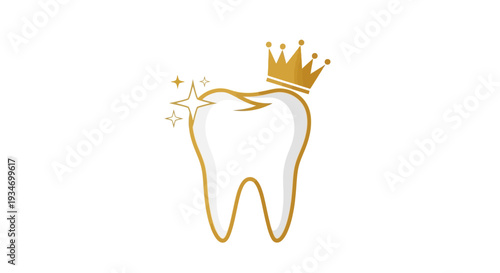 Dental Royalty: A Shining Tooth Symbolized With a Golden Crown and Sparkling Radiance