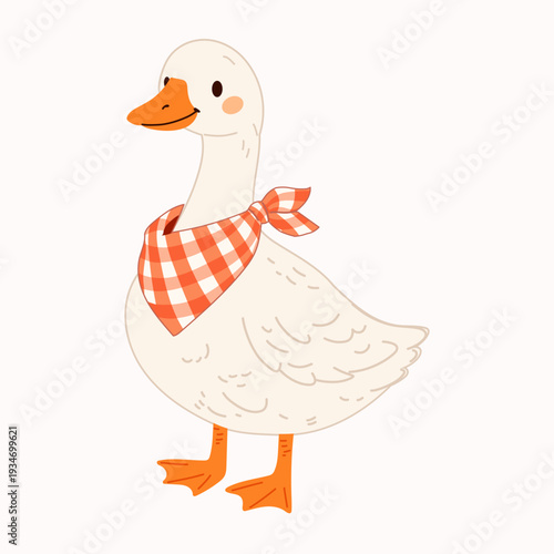Cute children's cartoon character goose. Vector illustration.