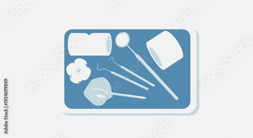 Dental Tools Arranged Neatly On A Tray Representing Dentist Equipment And Oral Hygiene
