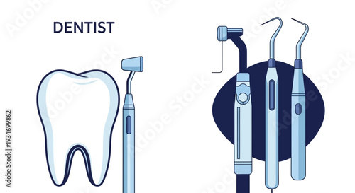 Dental Tools Illustration: A Clean And Professional Vector Design For Modern Dentistry