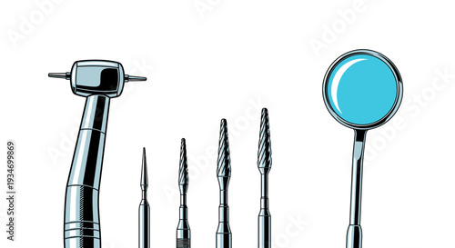 Dental Tools Illustration: A Detailed Depiction of Instruments for Oral Healthcare Procedures