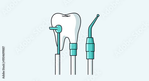 Dental Tools Illustration Depicting Modern Dentistry Techniques and Oral Healthcare