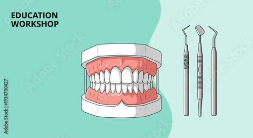 Dental Workshop Depicting Dentures and Professional Tools, Perfect for Education Materials