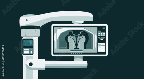 Dental X-Ray Diagnostic Equipment Displaying a 3D Scan for Modern Dentistry Procedures