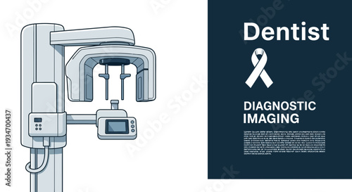Dental X-Ray Diagnostic Imagery Technology Illustration in Modern Medical Healthcare