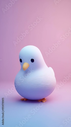 Cute cartoon bird with a soft, fluffy appearance and a charming pose.